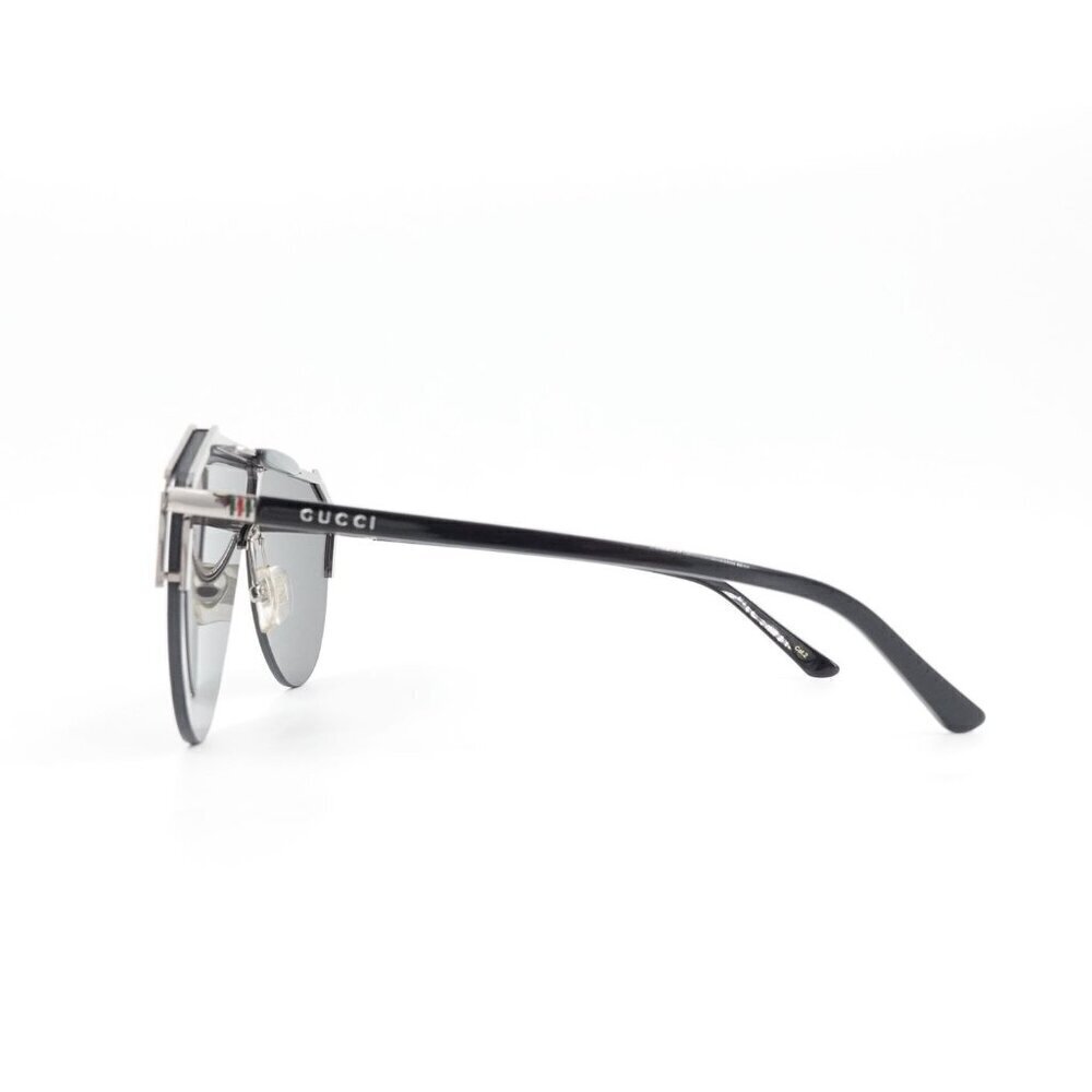 Gucci GG0584 Shield Sunglasses Silver Black OS - Picture 4 of 16
